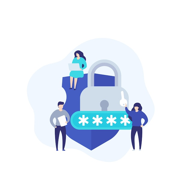 Ciberseguridad y protección de datos, ilustración vectorial