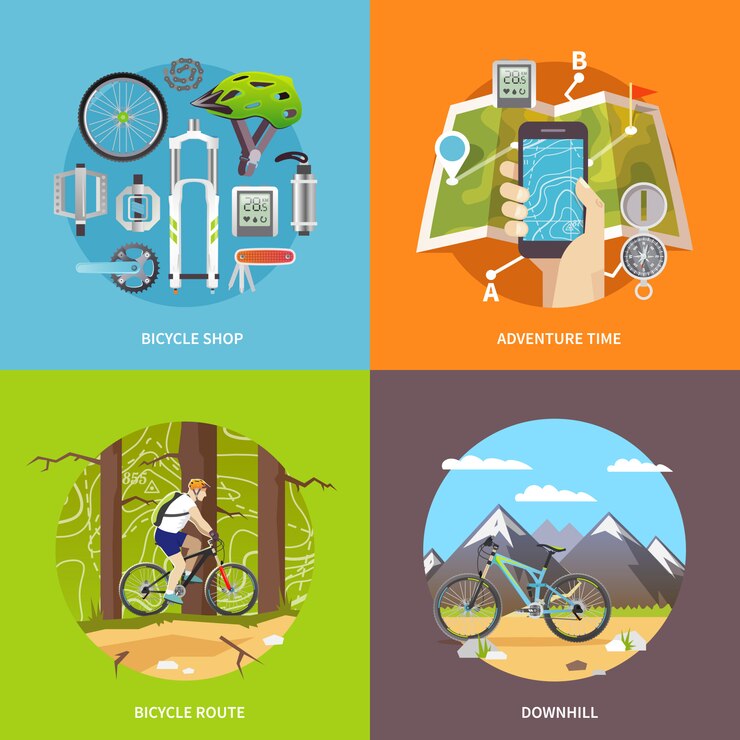 Ciclismo vector banners cuadrados