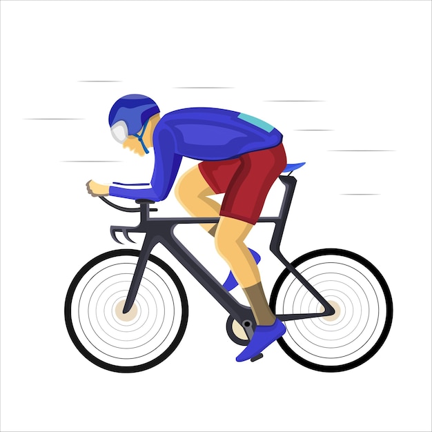 Ciclista en bicicleta deportiva paseo solo diseño de ilustración vectorial plana