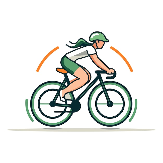 Ciclista en casco montando bicicleta Ilustración vectorial de deporte y recreación