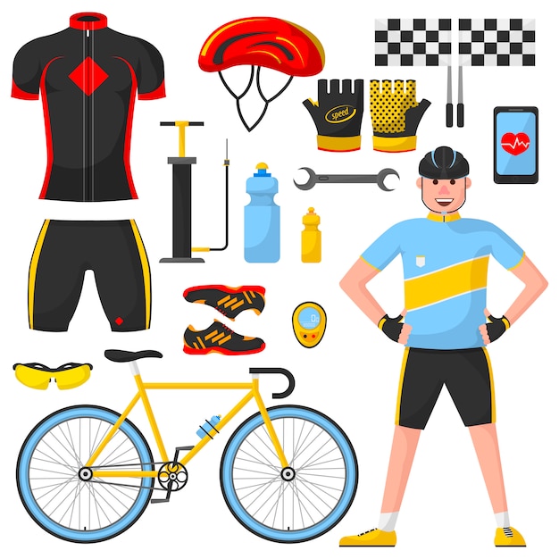 Ciclista con diferentes elementos del ciclo.