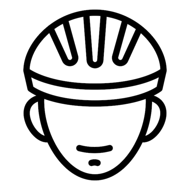 Vector ciclista con icono de casco contorno ciclista con icono de vector de casco para diseño web aislado sobre fondo blanco