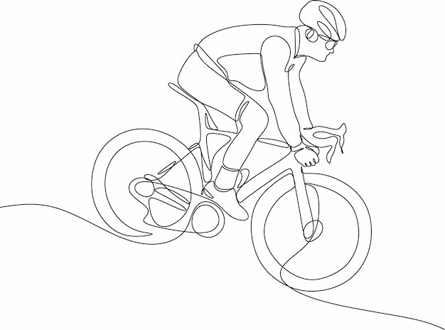 El ciclista monta una bicicleta Un tipo con un casco protector