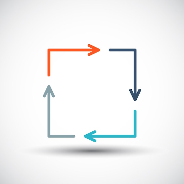 Vector ciclo de flechas con 4 opciones de piezas, pasos o procesos plantilla de infografía