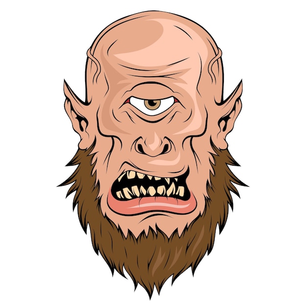 Cíclope Ilustración vectorial de un monstruo de fantasía Criatura del mito griego antiguo con un ojo