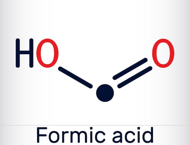 Ácido fórmico ácido metanoico molécula CH2O2 fórmula química del esqueleto