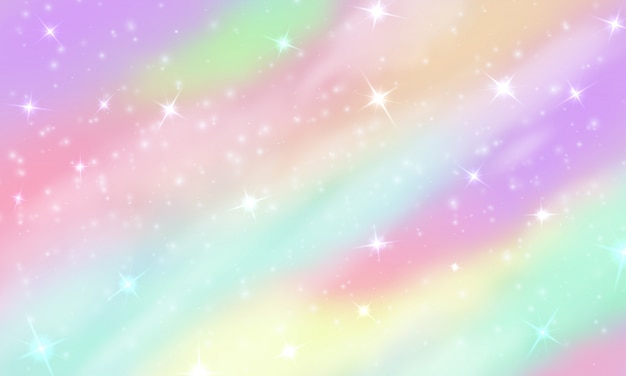 Vector cielo del arco iris con estrellas brillantes