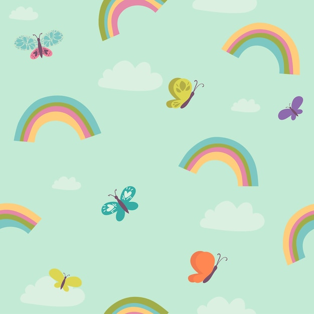 Cielo de arco iris transparente el patrón de fondo de ilustración de nubes