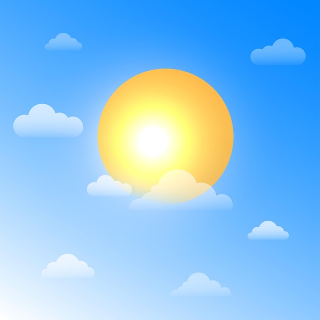 Cielo azul elegante con vector de fondo de diseño de sol