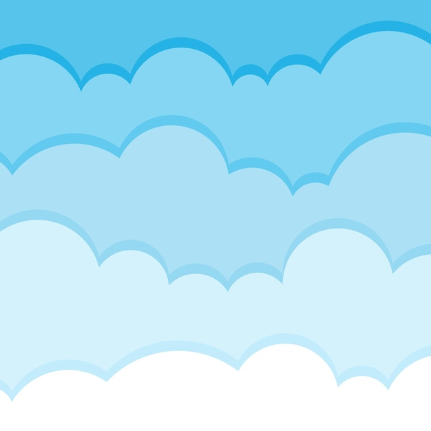 Cielo azul con nubes blancas en estilo plano Ilustración vectorial de atmósfera aireada en un fondo aislado Concepto de negocio de señales naturales