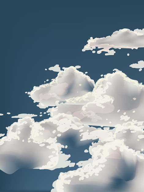 Cielo azul con nubes blancas paisaje de fondo diseño de ilustración vectorial vista panorámica de la naturaleza