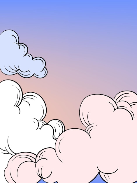 Cielo azul con nubes blancas paisaje de fondo ilustración vectorial de dibujos animados vintage de día soleado