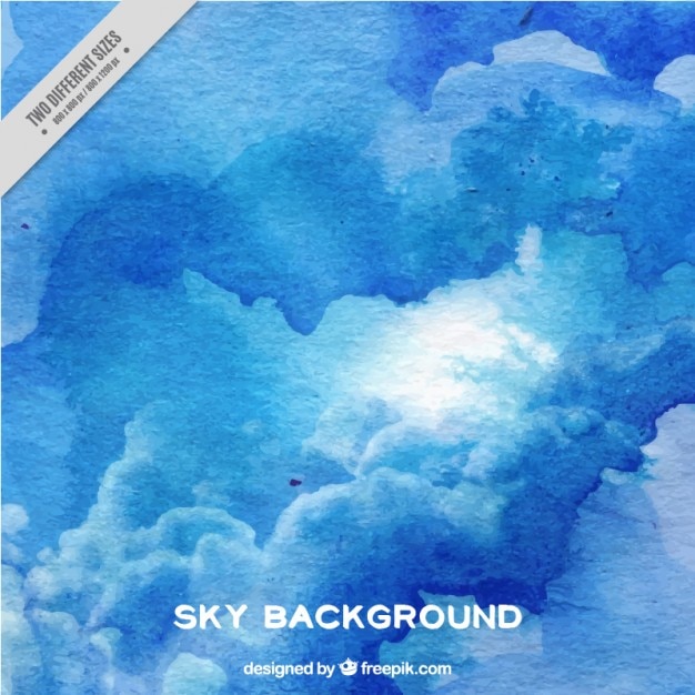 cielo azul con nubes de fondo de la acuarela