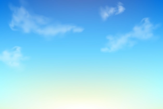 Cielo azul realista con nubes Fondo de vector de verano o primavera abstracto de día claro y soleado