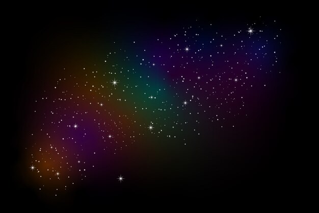 El cielo y las galaxias combinan una variedad de colores.