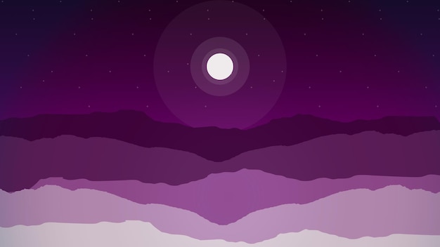 cielo morado con luna y nubes. cielo nocturno con fondo de nubes. diseño para compañero de escritorio.