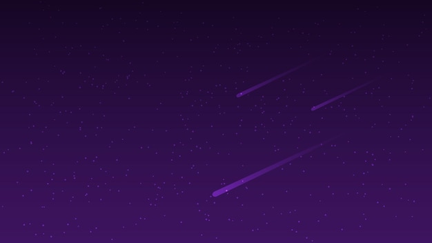 cielo nocturno estrellado con paisaje de meteoros fondo de escena de dibujos animados