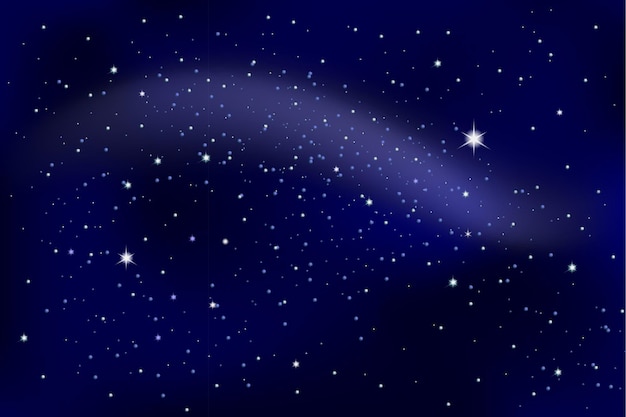 Cielo nocturno con estrellas y nebulosa Ilustración vectorial para su diseño