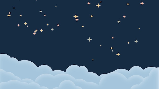 Cielo nocturno con nubes y estrellas Ilustración vectorial