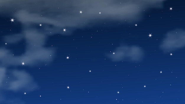 Vector cielo nocturno con nubes y muchas estrellas fondo de naturaleza abstracta con polvo de estrellas en el universo profundo ilustración vectorial