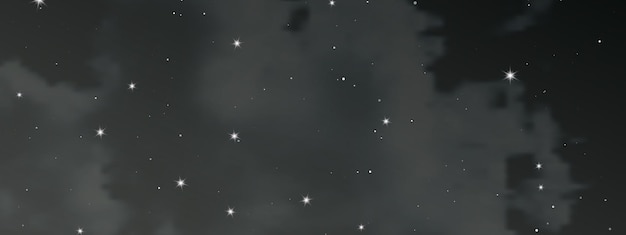 Vector cielo nocturno con nubes y muchas estrellas