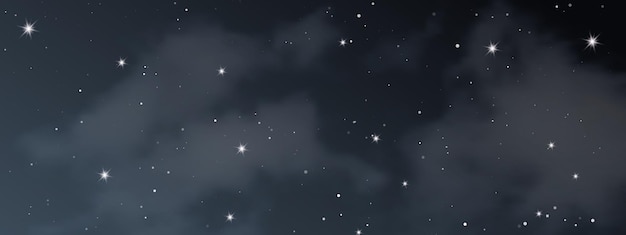 Cielo nocturno con nubes y muchas estrellas