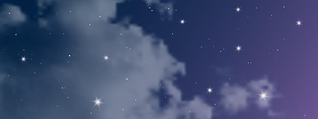 Cielo nocturno con nubes y muchas estrellas