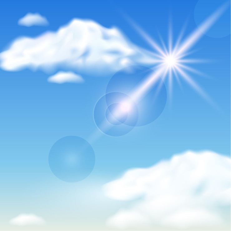 Vector cielo, nubes y sol