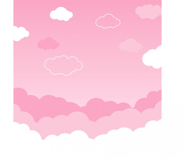 Cielo rosado con vector de fondo de nubes