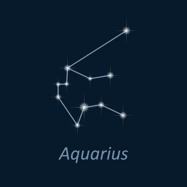 Ciencia astronomía estrellas sobre fondo azul profundo Vector cielo nocturno zodiaco Acuario constelación