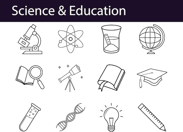 Ciencia amp Educación Iconos Conocimiento Aprendizaje y Descubrimiento