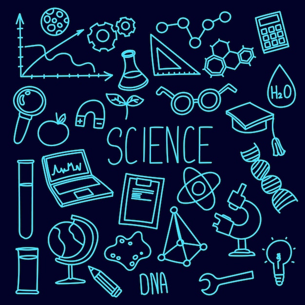 ciencia, garabato, ilustración, vector