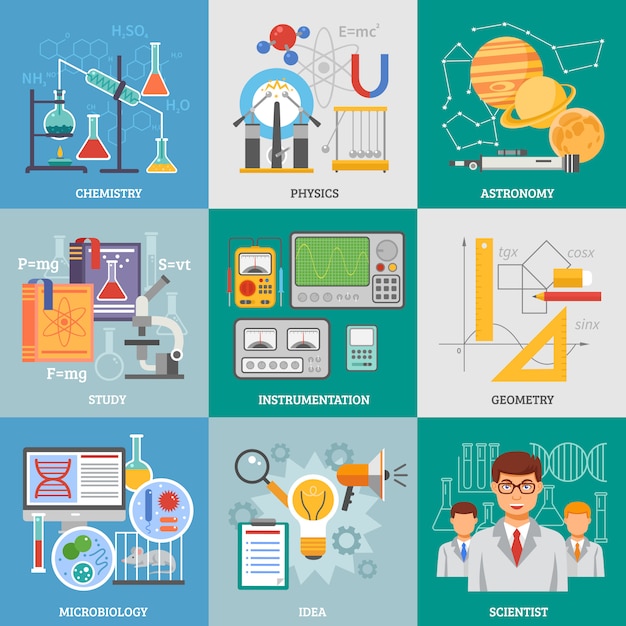 Ciencia investigación elementos planos plaza