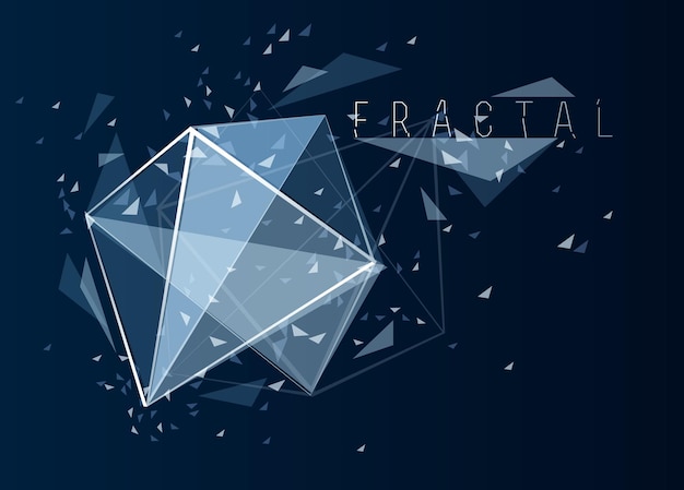 Ciencia y tecnología malla 3D fondo vectorial abstracto líneas de red conectadas diseño fractal bajo poligonal elementos en movimiento dinámico