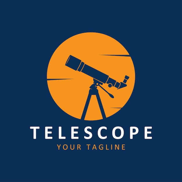 ciencia telescopio planeta luna estrellas experimento de vigilancia nocturna diseño de ilustración del logotipo