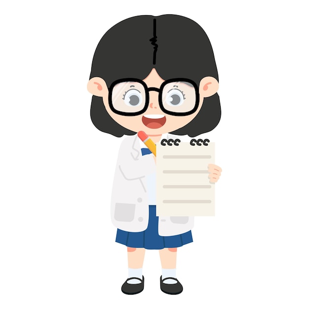 Una científica con un lápiz escribiendo en un clipboard
