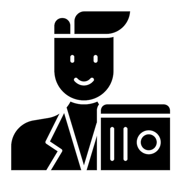 Científico de datos Glifo masculino Ilustración negra sólida