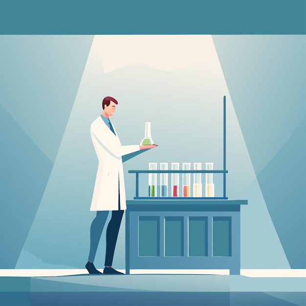 Científico examinando productos químicos en el laboratorio