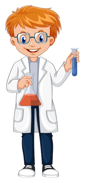 Vector científico holding beaker y test tube