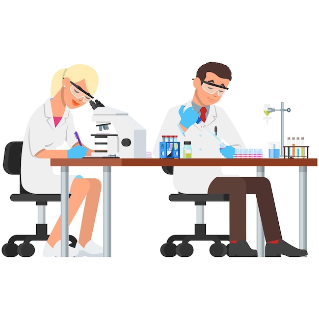 científico de laboratorio y experimento científico.