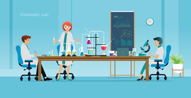 Los científicos están experimentando con la química en el laboratorio