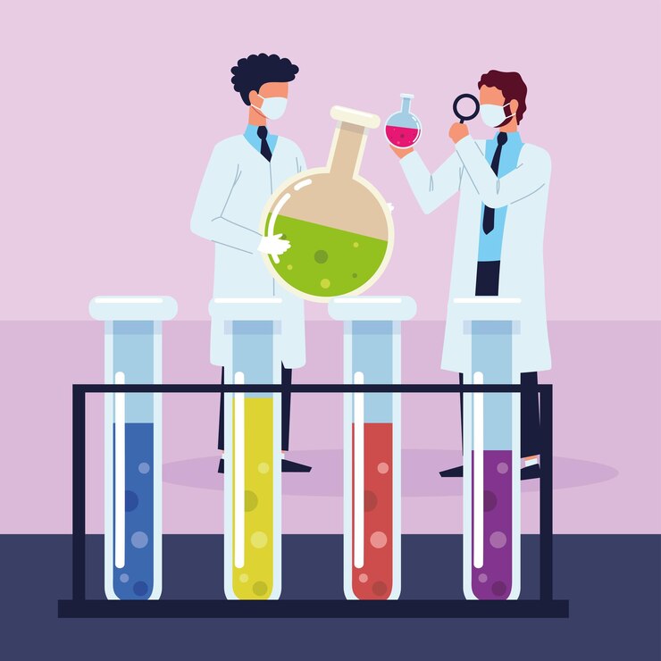 Vector científicos profesionales de laboratorio