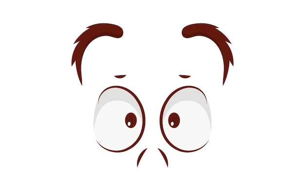 Cierra la cara asustada con hermosos ojos y grandes y bonitas pestañas y cejas Ilustración vectorial