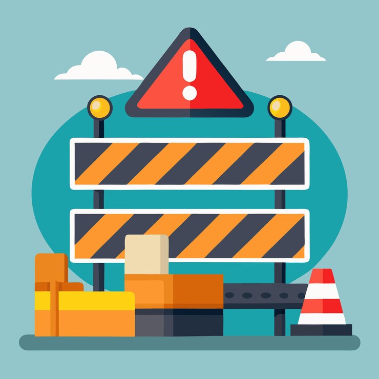 Vector el cierre de la carretera está roto y en construcción banner sheet vector art