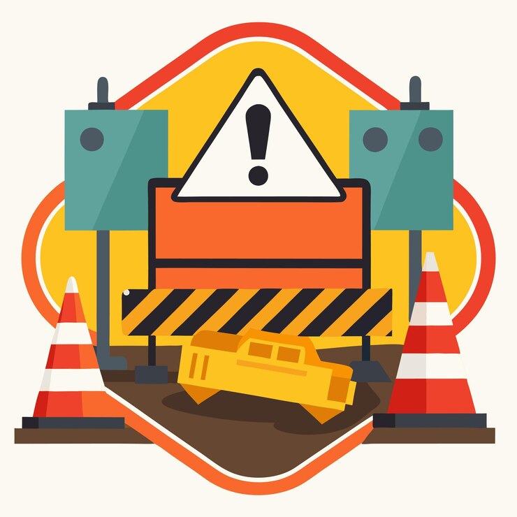 Vector el cierre de la carretera está roto y en construcción banner sheet vector art