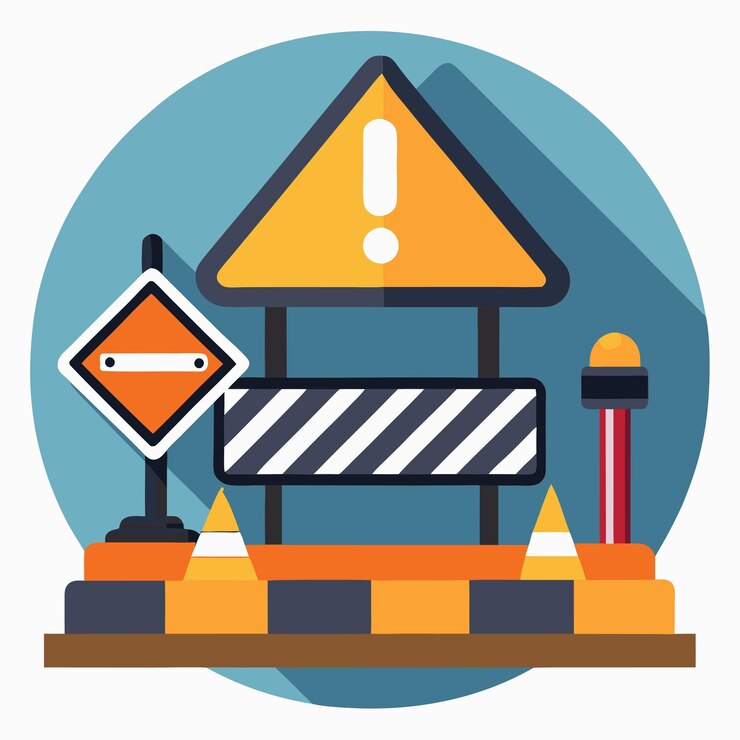 Vector el cierre de la carretera está roto y en construcción banner sheet vector art