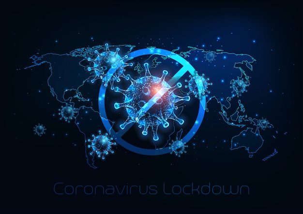 Cierre global futurista debido a la enfermedad por coronavirus covid-19. detener el virus