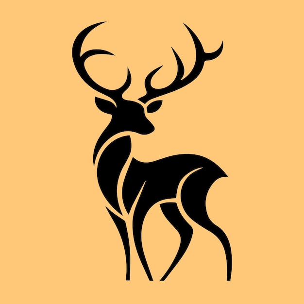Ciervo blanco y negro icono aislado ilustración vectorial