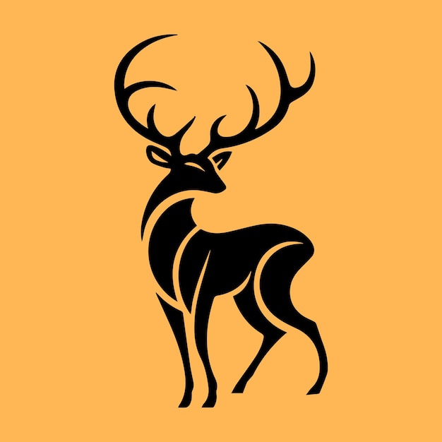 Ciervo blanco y negro icono aislado ilustración vectorial