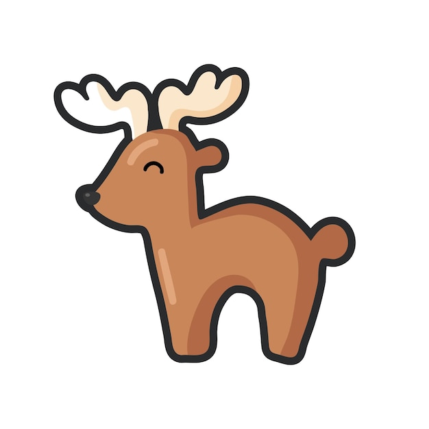 ciervo con cuernos con contorno en diseño vectorial plano